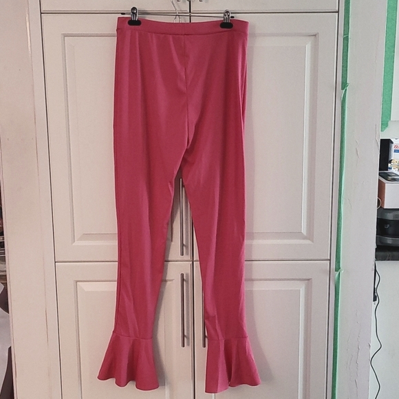 New XL Cha Cha Flounce Hot Pink Barbie Stretch Pull On Pants Dance Party Sexy - Picture 2 of 7